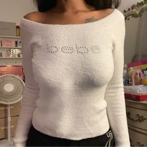 y2k bebe fuzzy long sleeve top